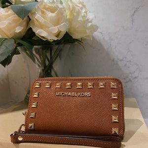 Michael Kors Brown Studded Leather Wallet